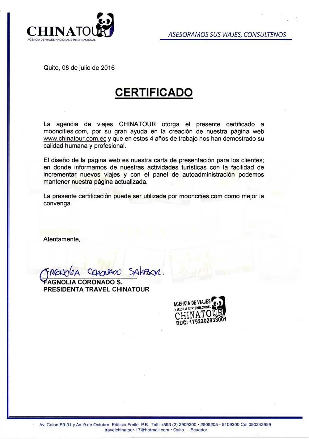 Certificados de nuestro trabajo  mooncities