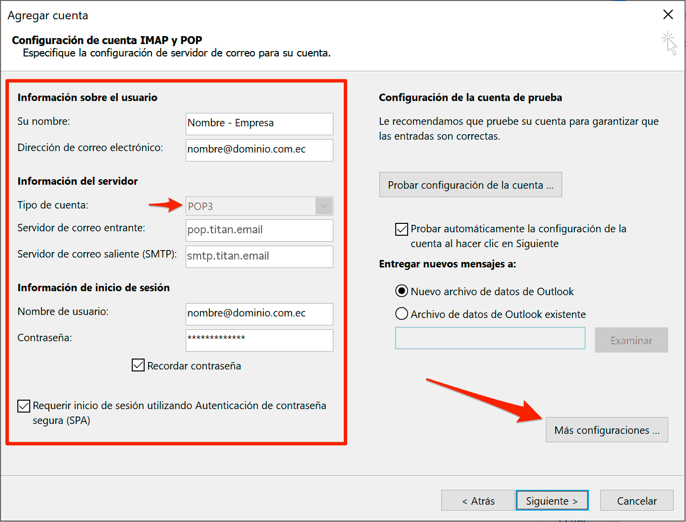 06 Outlook 2016 en Windows 10: Configuración de la cuenta manualmente