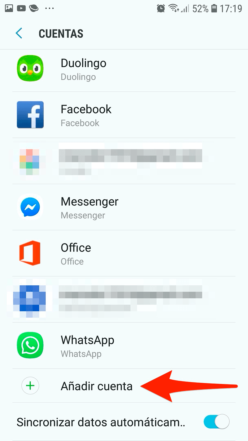 Android Mail configurar cuenta POP3 Añadir cuenta