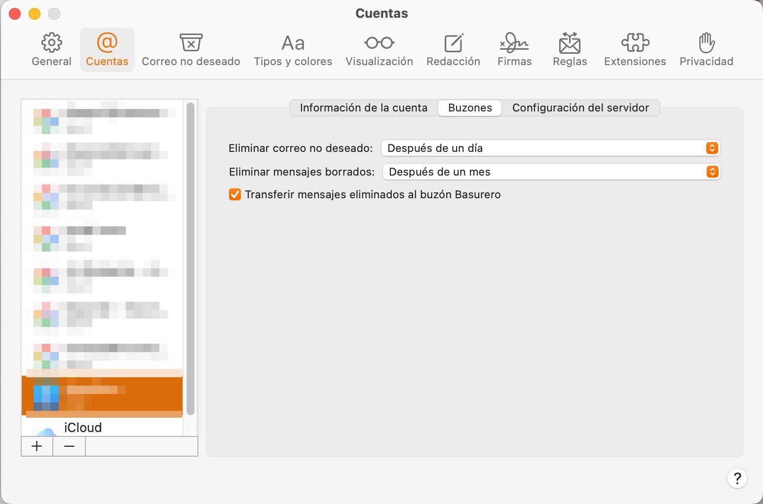 Eliminar mensaje del servidor después de recibirlo, después de una semana, eliminar ahora