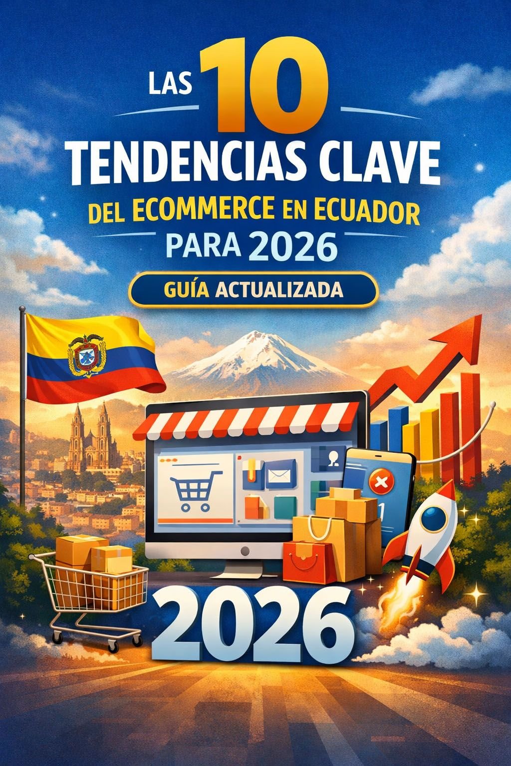 Imagen del ecommerce en Ecuador en 2026 mostrando tendencias digitales, ventas online, tecnología, pagos electrónicos y crecimiento del comercio electrónico.
